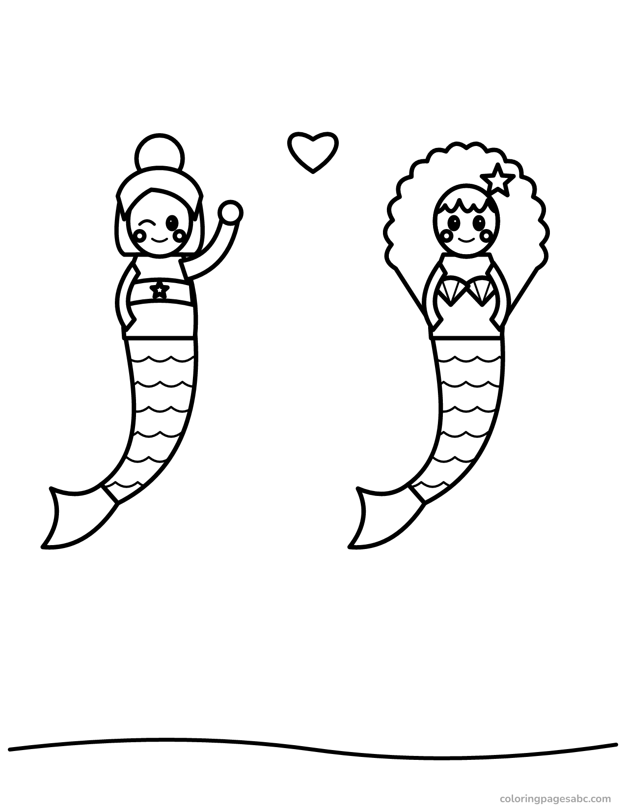 Two mermaids to color online