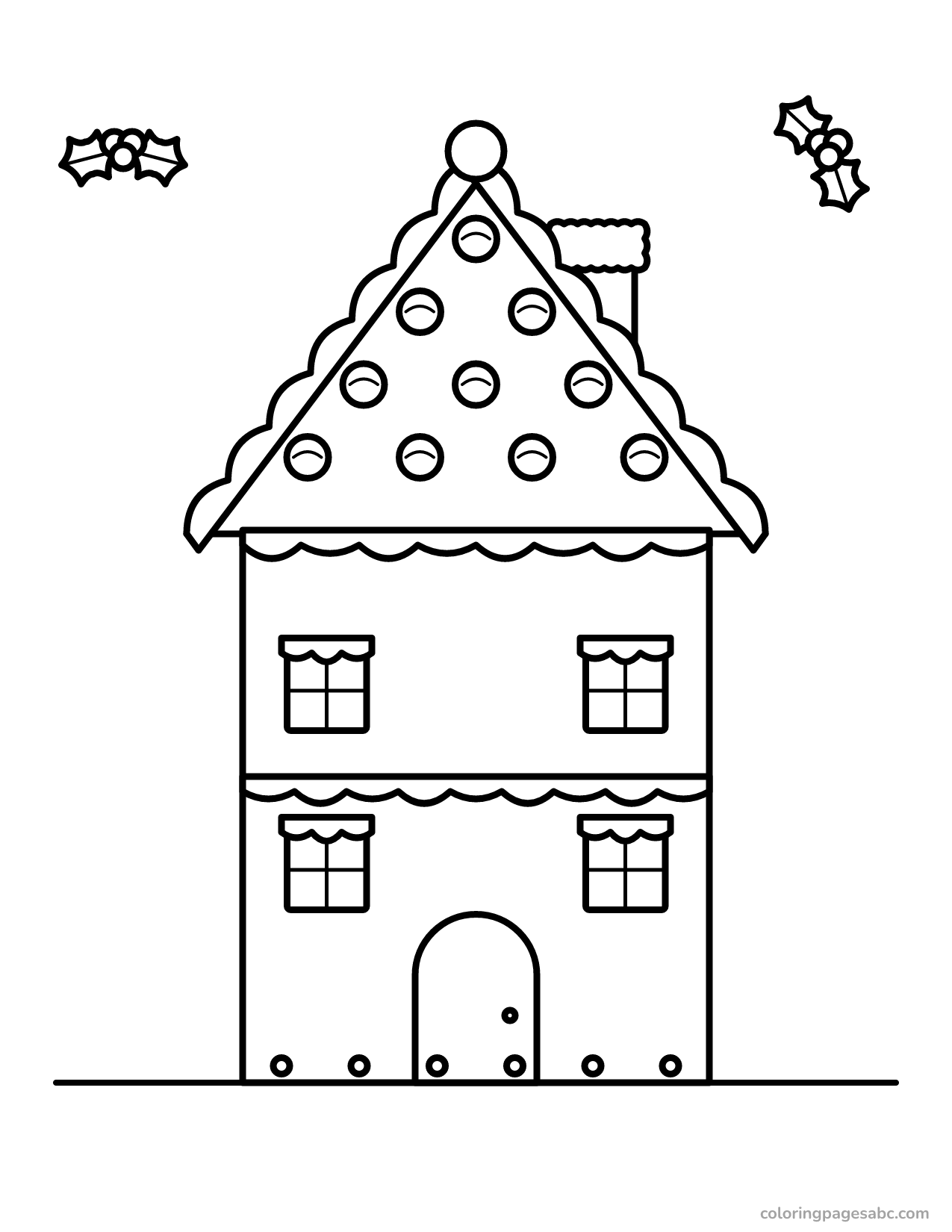 Two-story gingerbread house to color online