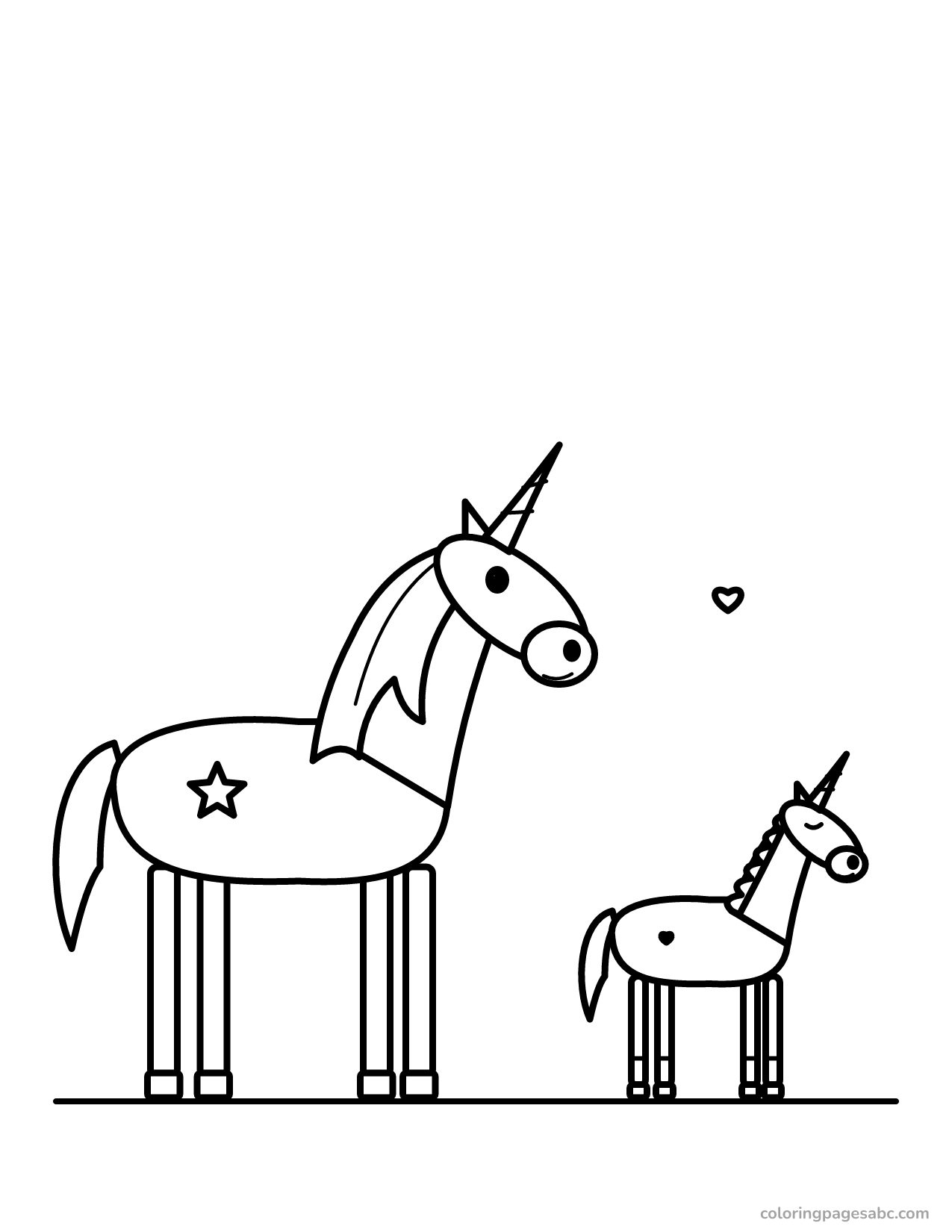 Unicorn and baby to color online