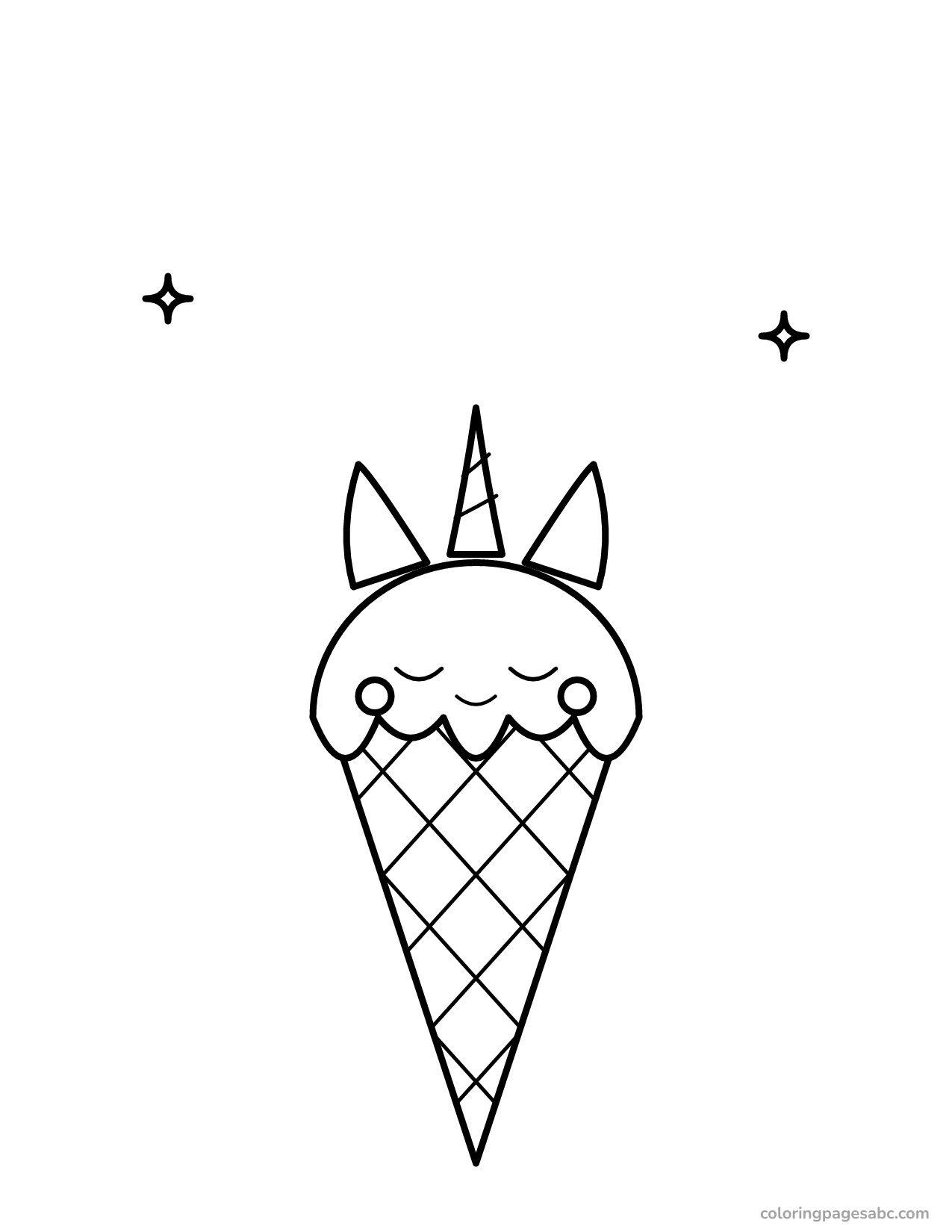Unicorn ice cream cone to color online