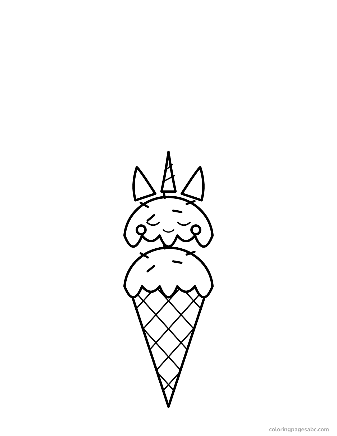 Unicorn ice cream with sprinkles to color online