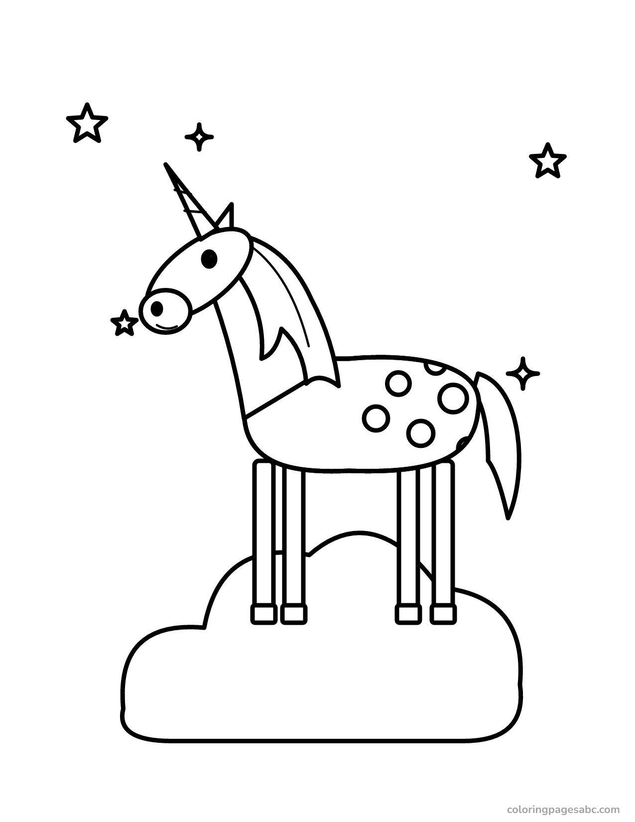 Unicorn on a cloud to color online