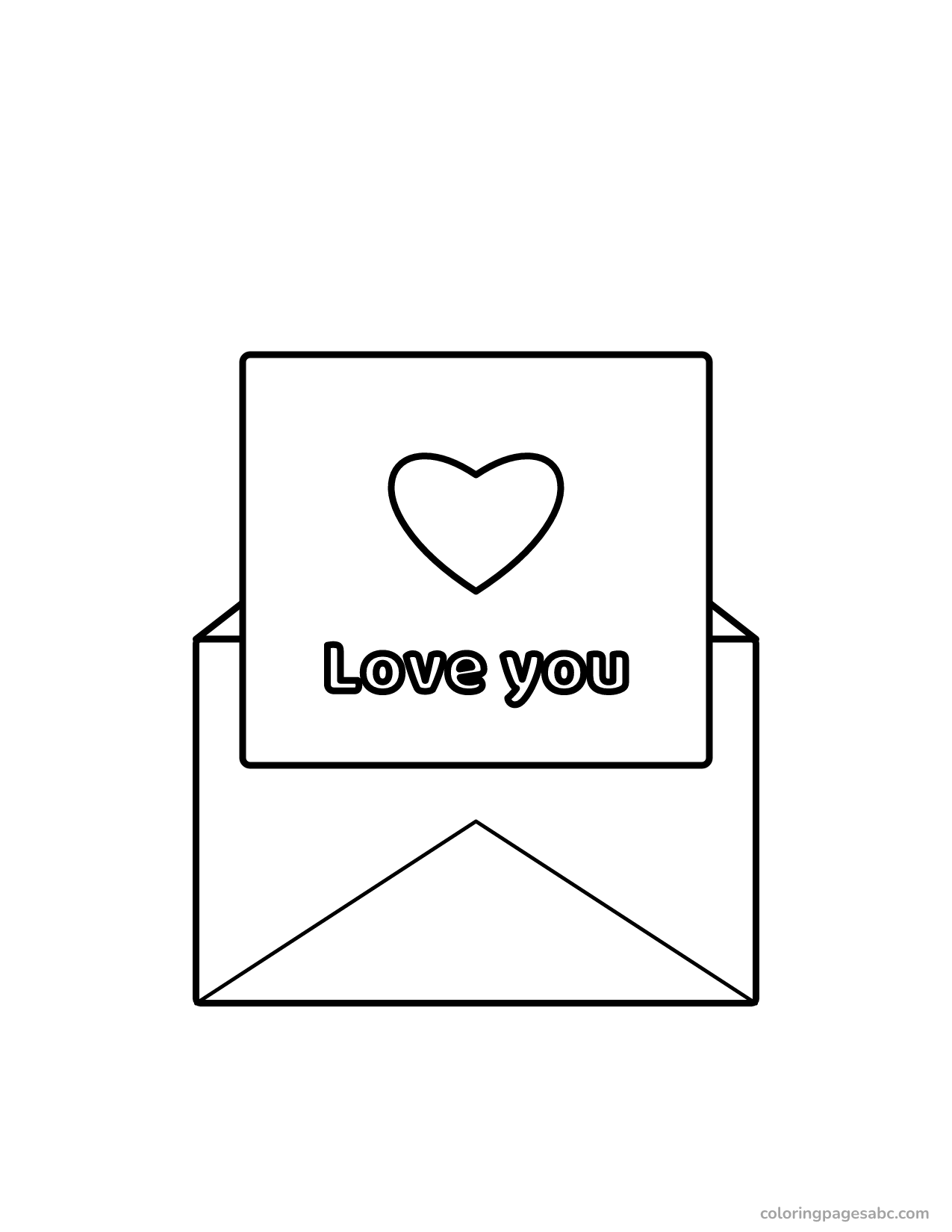 Valentine card with Love you coming out of an envelope