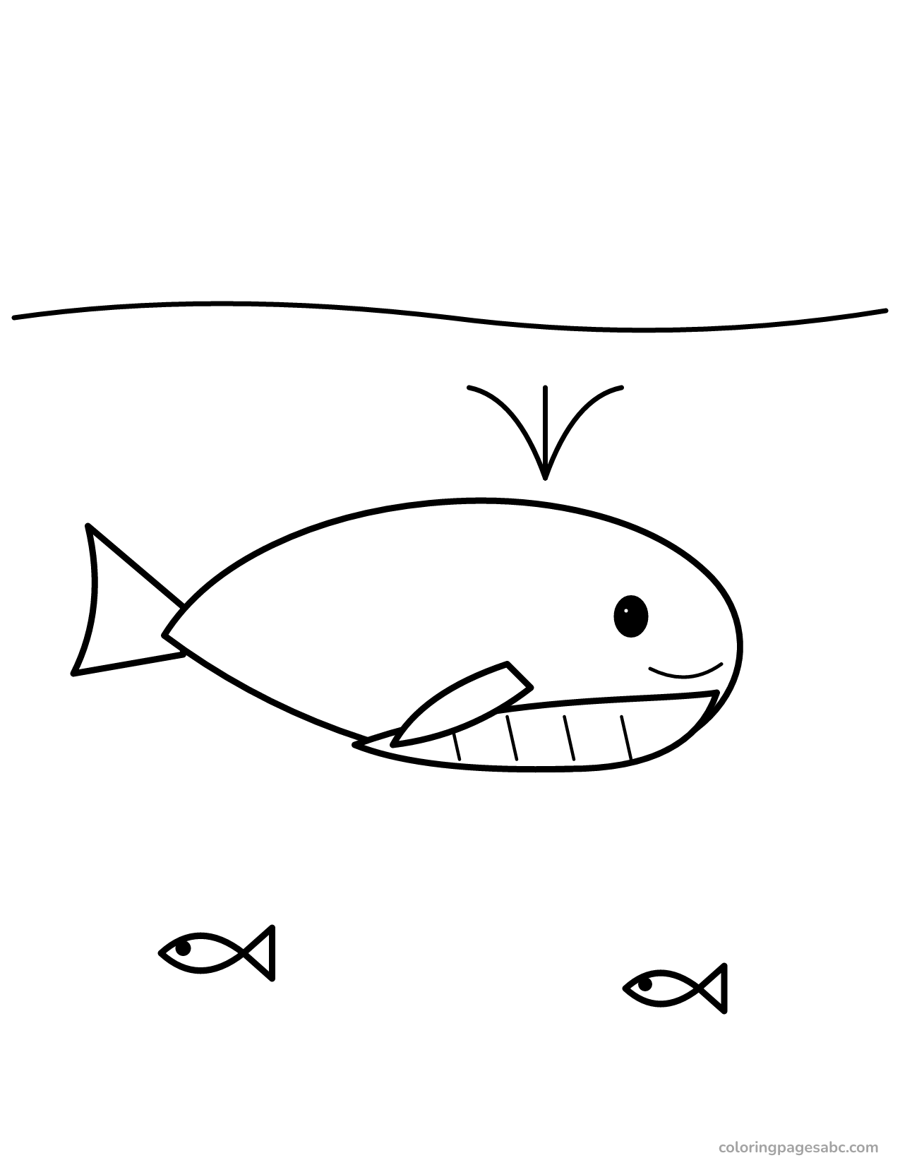 Whale in the ocean to color online